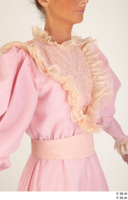  Photos Woman in Historical Civilian dress 3 19th century Medieval Clothing Pink dress upper body 0009.jpg